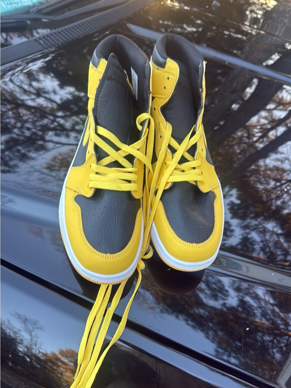 Nike Adult Black and Yellow High-Top Sneakers